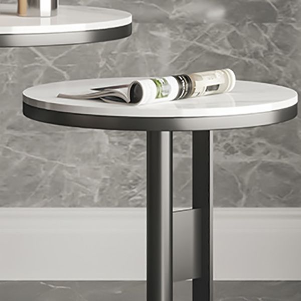 Contemporary Accent Side Table Round Pedestal Living Room Metal Corner Table