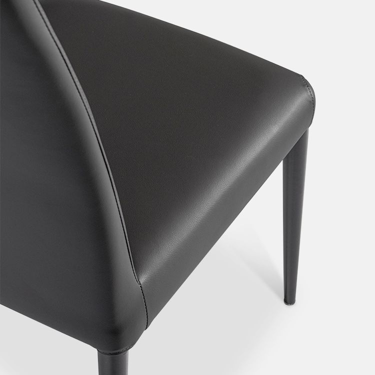 Chaise de salle à manger sans accoudoirs de style moderne, chaises de salle à manger rembourrées en cuir à dossier solide (Ensemble de 2)