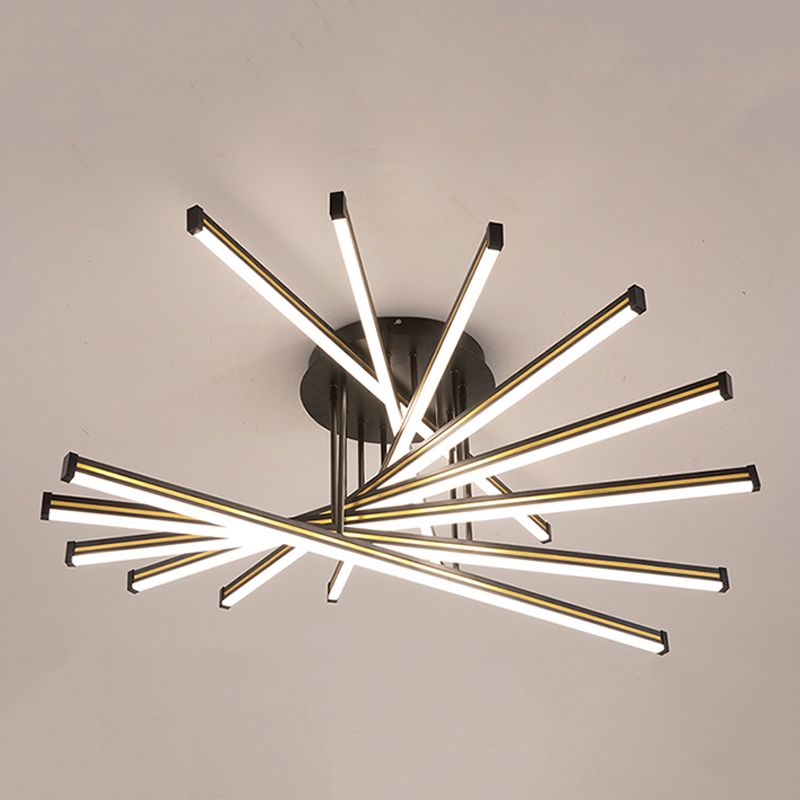 Line Shape LED Creative Ceiling Lamp Modern Iron Flush Mount for Living Room