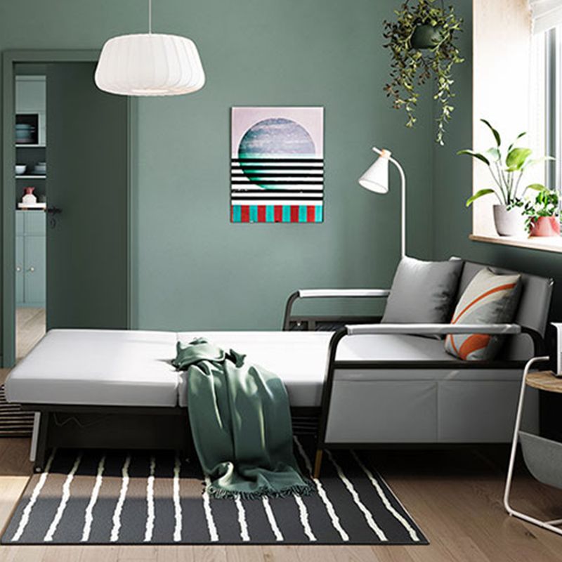 Convertible Bed Sofa with Storage Square Arms Cushion Back Bed Sofa