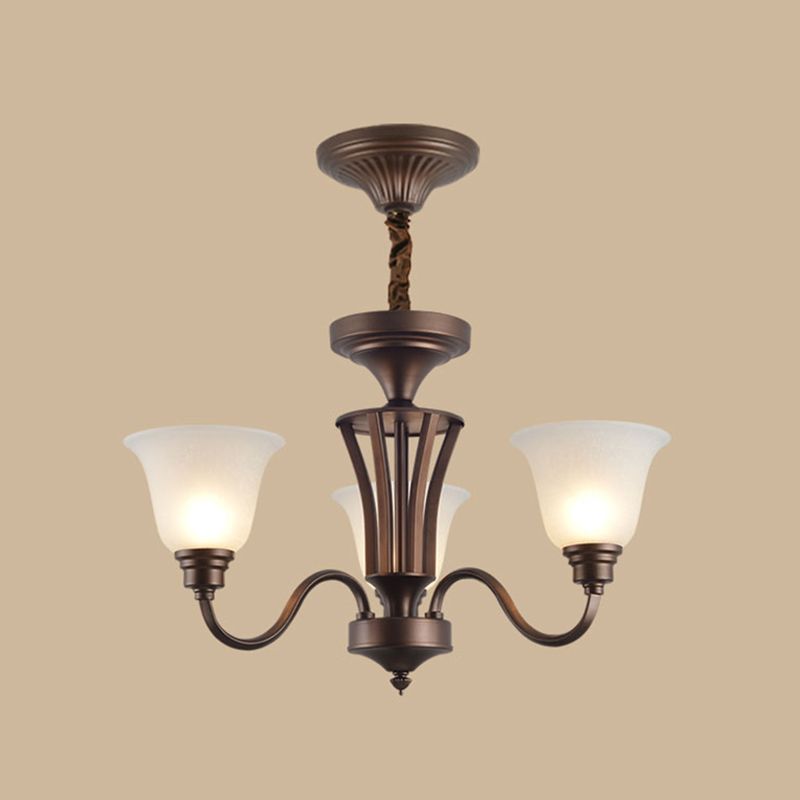 Bell Frosted Glas Kronleuchter Licht Retro -Stil Wohnzimmer Anhänger Leuchte
