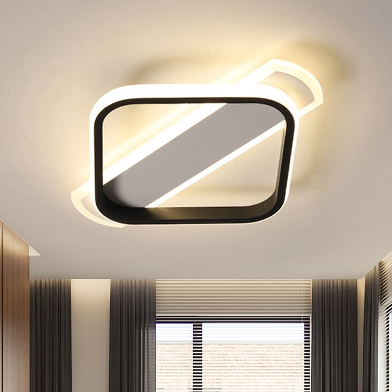 Black Round/Square-Oblong Ceiling Flush Simple Acrylic LED Flush Mounted Lighting in Warm/White Light