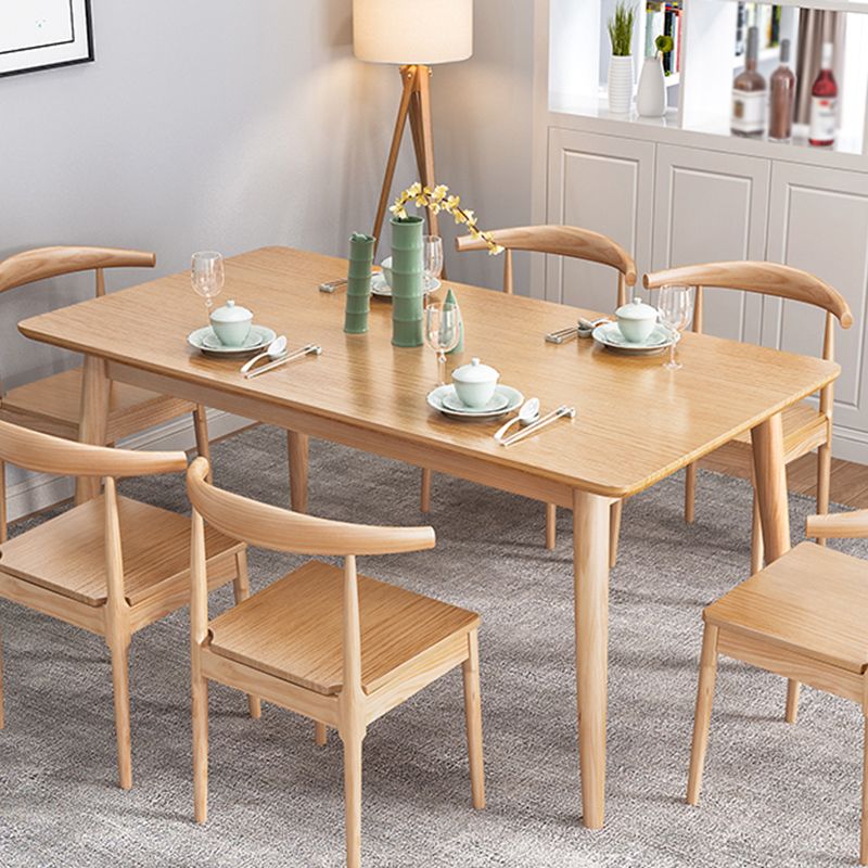 Table à manger en bois massif moderne table rectangle marron avec 4 jambes pour un usage domestique