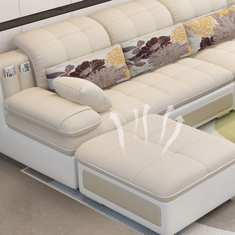 Scandinavian Pillow Top Arm Sectionals Sofa, Faux leather Chesterfield Sectionals