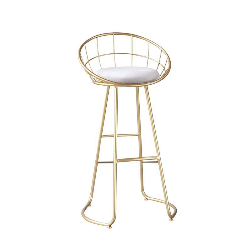 Scandinavian Bar and Counter Stool Low Back Stool with Sled Base in Gold