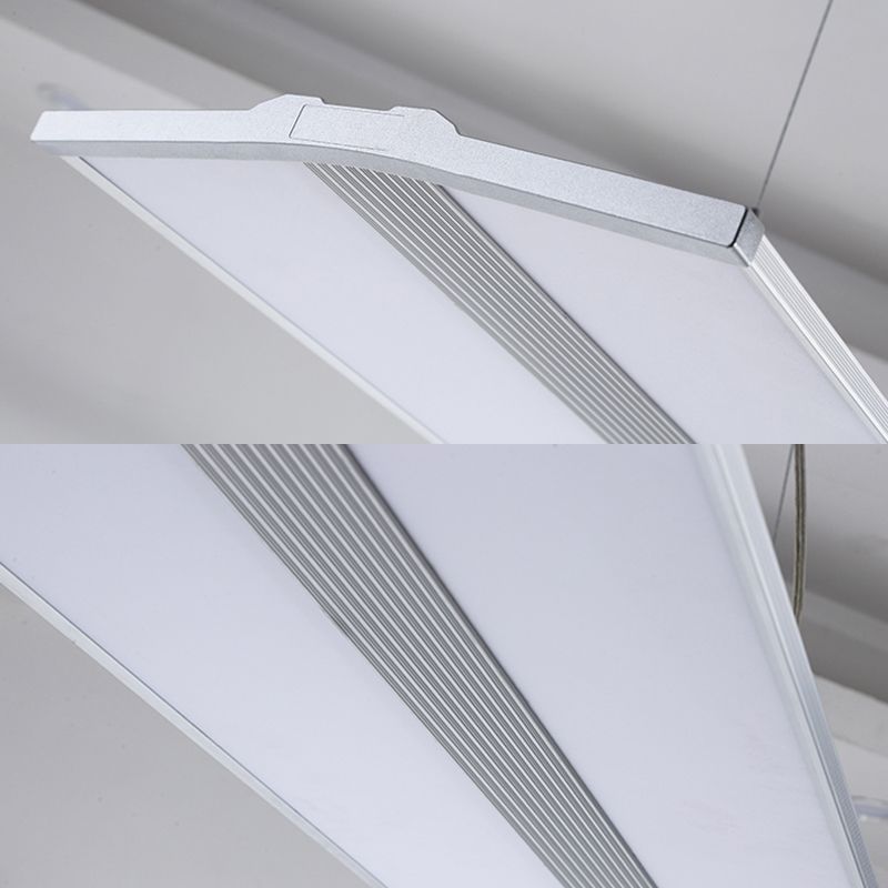 Rechteckige Anhängerbeleuchtung moderne Metall -LED 23,5 "/47" breites silberne Deckenlampen -Kit mit weißem Acryldiffusor