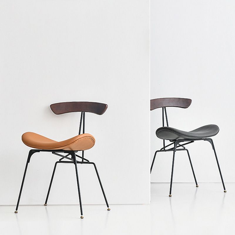 Black Iron Legs Dining Chairs Industrial Armless Dining Side Chair