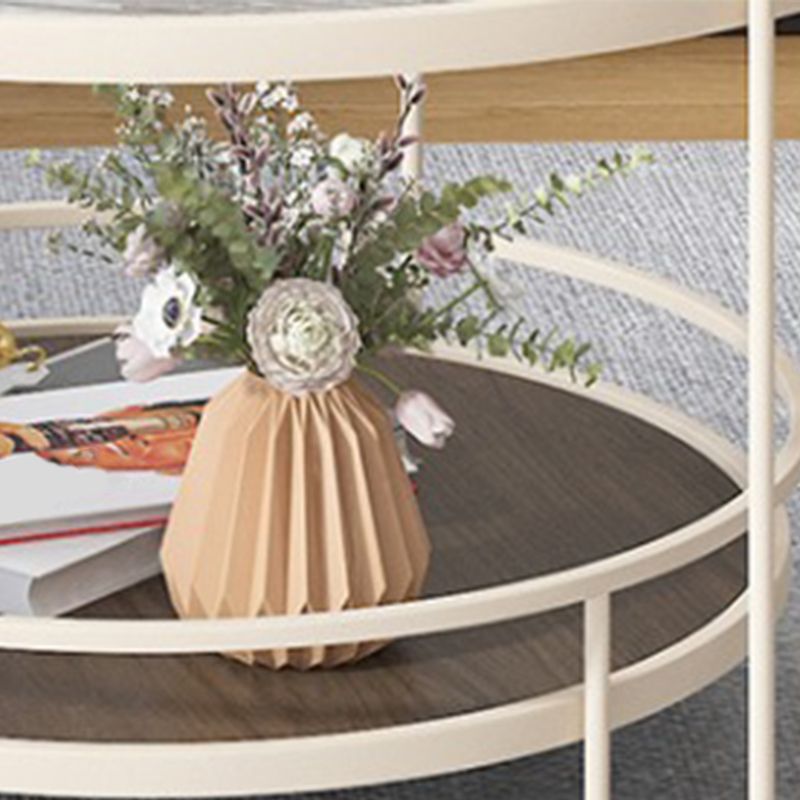 Modern Single Coffee Table Glass Coffee Table with Storage Shelf