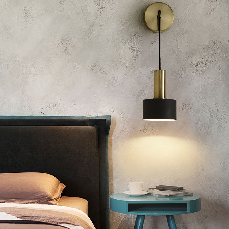 Moderner Stil Wandleuder Zylinderform 1 Lichtwandlicht mit Metall für Schlafzimmer