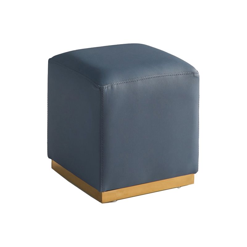 Gorgeous Square Ottoman Pure Color Genuine Leather Water Resistant Footstool Ottoman