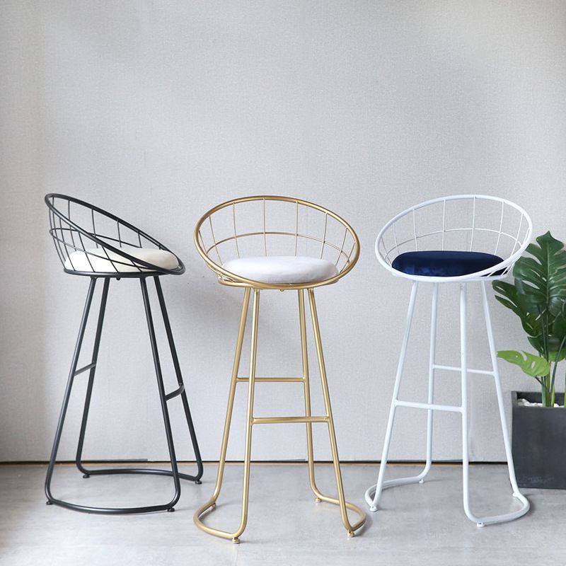 Glam Metal Bar and Counter Stool Low Back Stool with Gold Sled Base