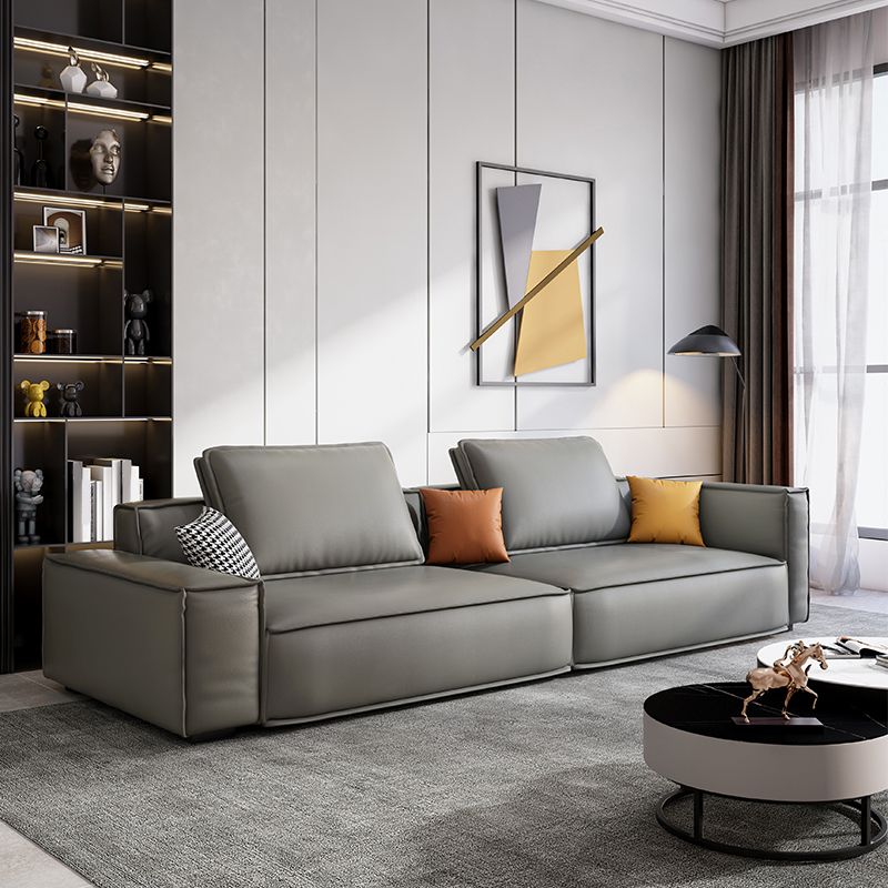 Faux Leather Living Room 3-seater Sofa Square Arm Standard Cushions Settee