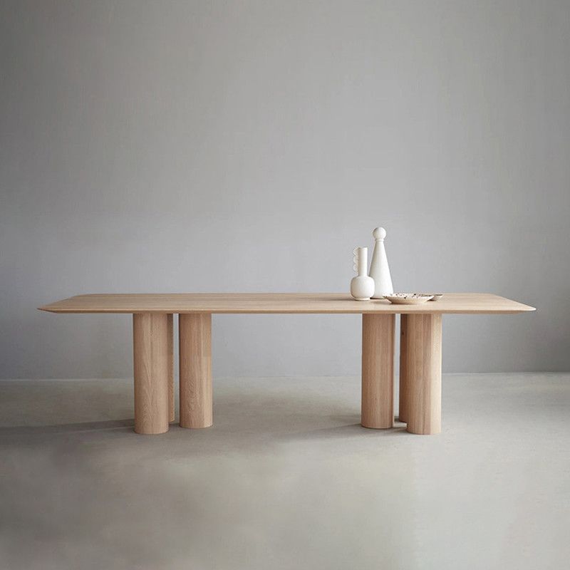Rectangle Simplicity Dining Table Solid Wood Fixed Table for Kitchen