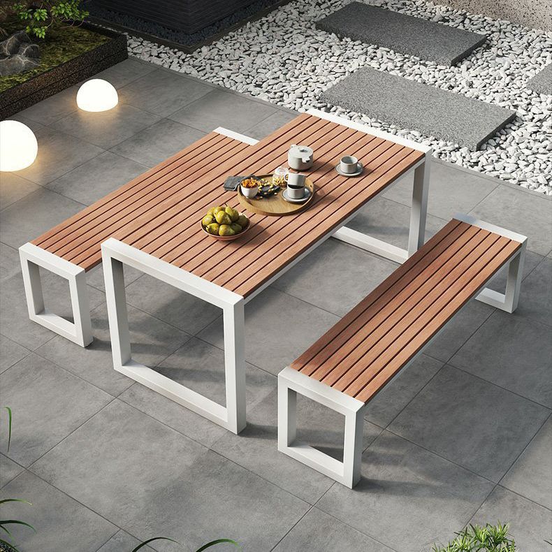 Modern Style Metal Dining Set 1/2/3/5/7 Pieces Reclaimed Wood Dining Table Set
