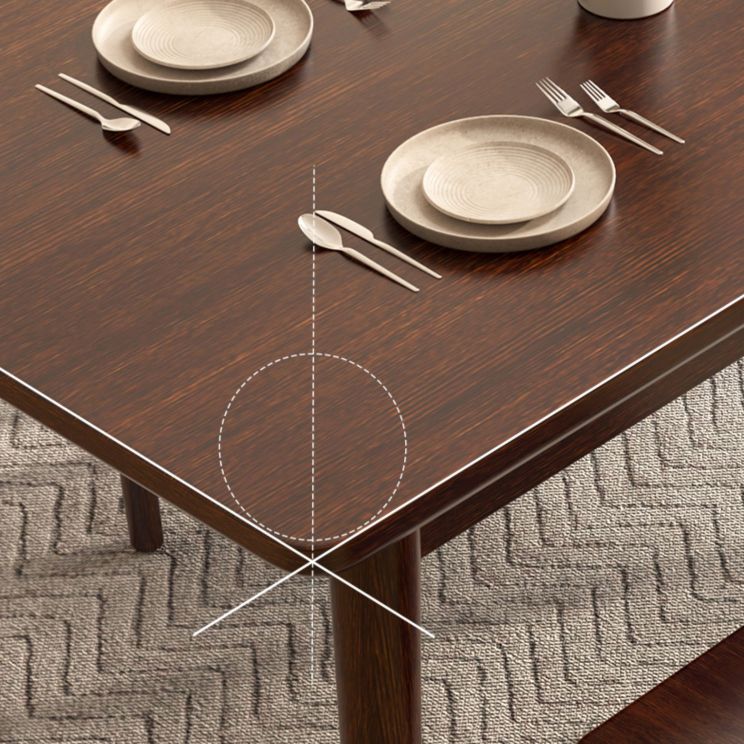 Modern Brown Rubberwood Top Dining Table with 4 Solid Wood Legs