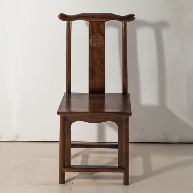 Traditional Wood Dining Side Chair Cow Horn Slat Back Home Side Chairs