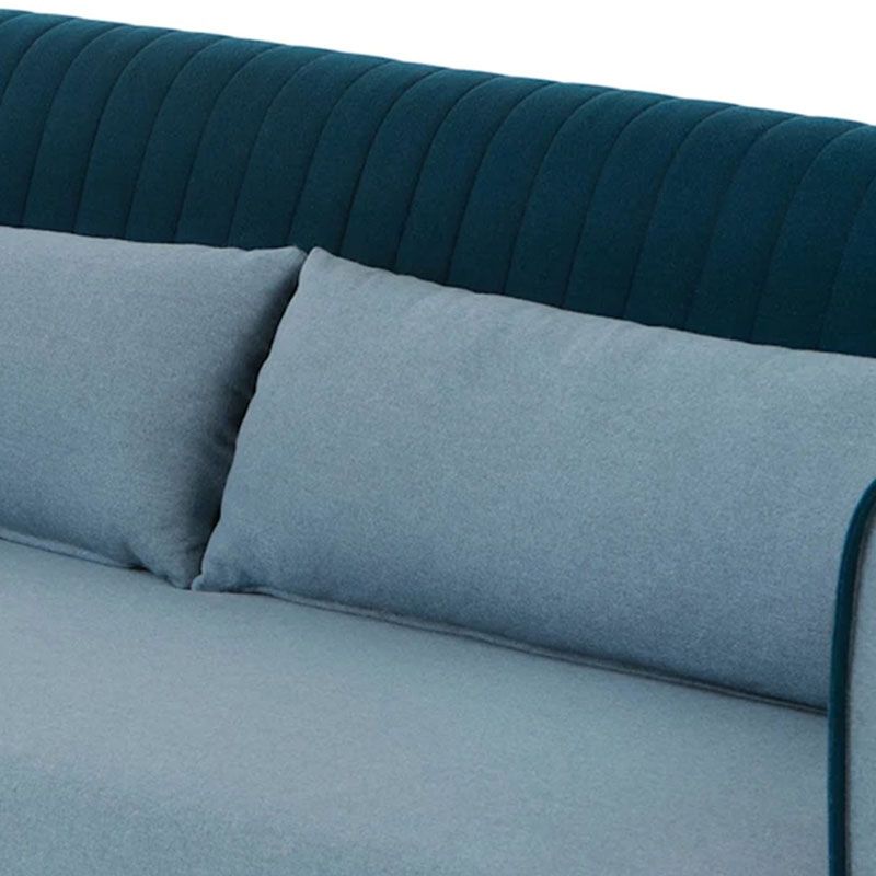 Fabric Modern Tuxedo Arm Sofa with Bolster Pillows in Blue/Gray