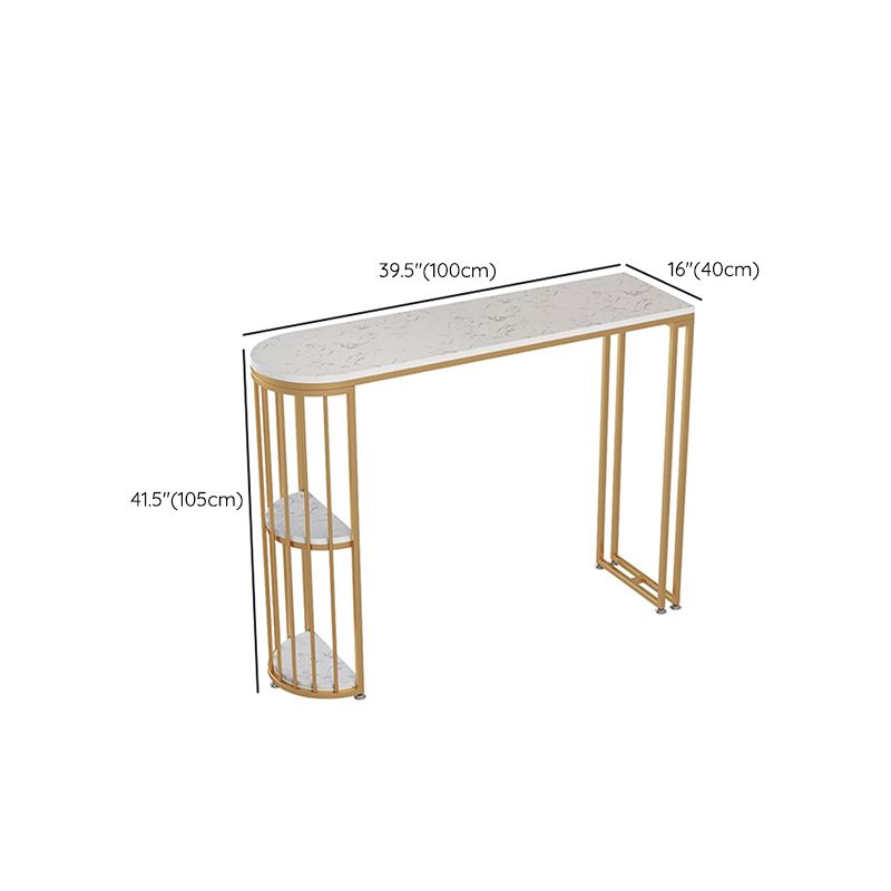 Glam Style Stone 1/2/3 Pieces Bar Table Set Rectangle Bar Table with Metal Legs for Home