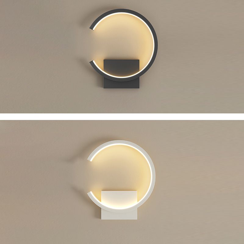 Lampada a monte a parete a forma rotonda a LED Lampada con applique da parete in metallo per camera da letto