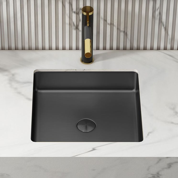 Modern Bathroom Sink Metal Rectangular Undermount Bathroom Sink with Pop-Up Drain