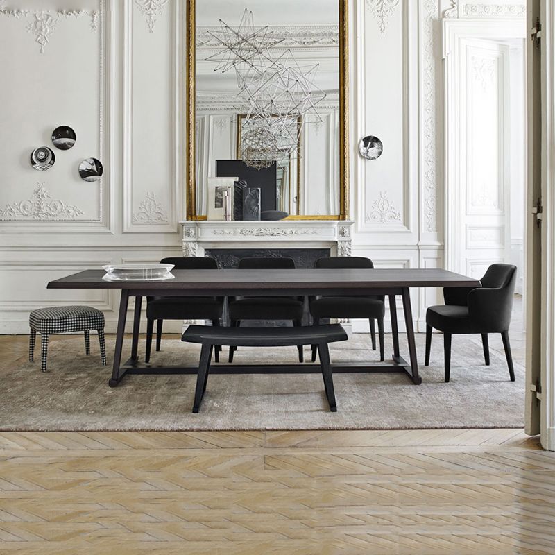 Mesa moderna de madera sólida para mesa de comedor rectangular de restaurantes con base de caballete