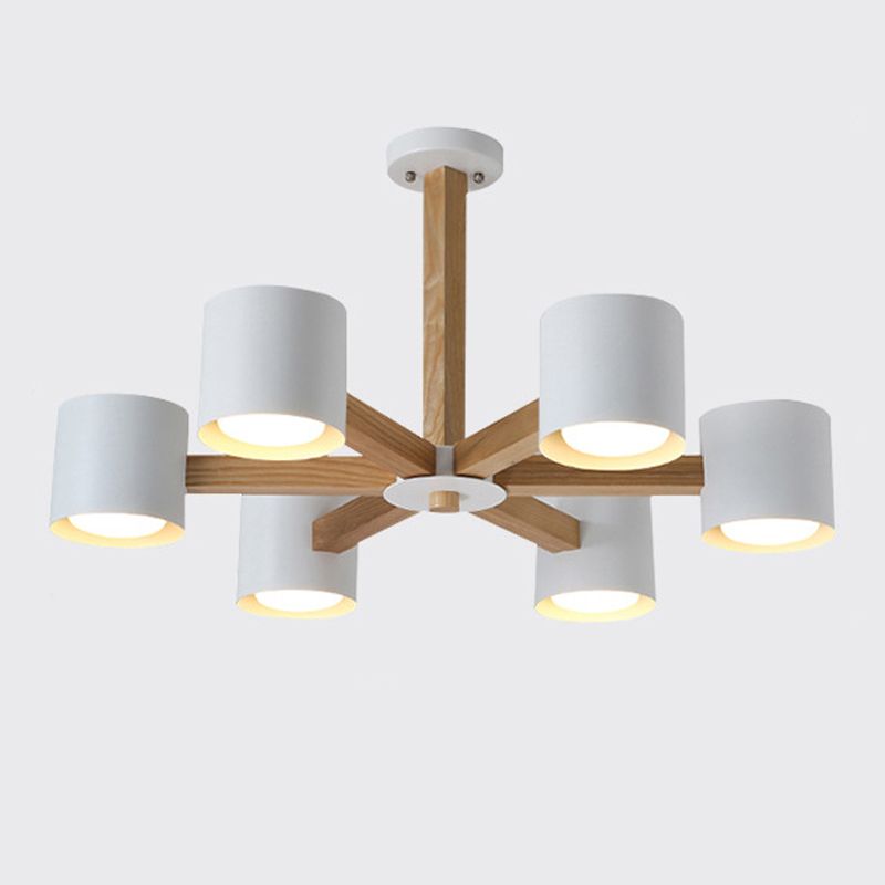 Multi -Licht zylindrisch -Ast Hanging Lights Moderne Makkaronstil Metal Hanging Lighting