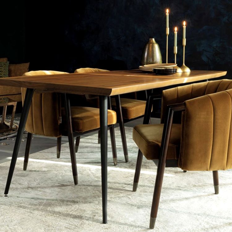 Modern Solid Wood Kitchen Dining Table Standard Rectangle Dining Table with 4 Legs Base