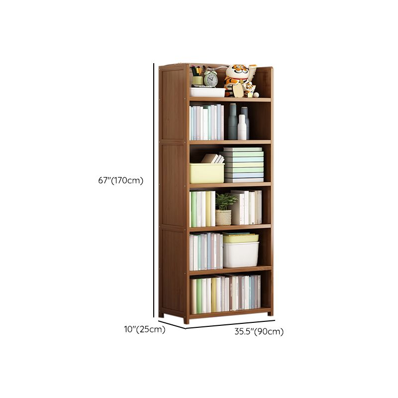 Contemporary Bamboo Bookcase Standard Closed Back Bookshelf with Shelves