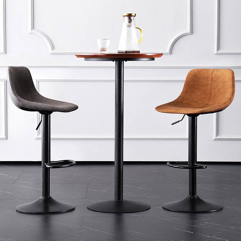 Modern Home Adjustable Height Barstool Matte Finish Leather Swivel Stool