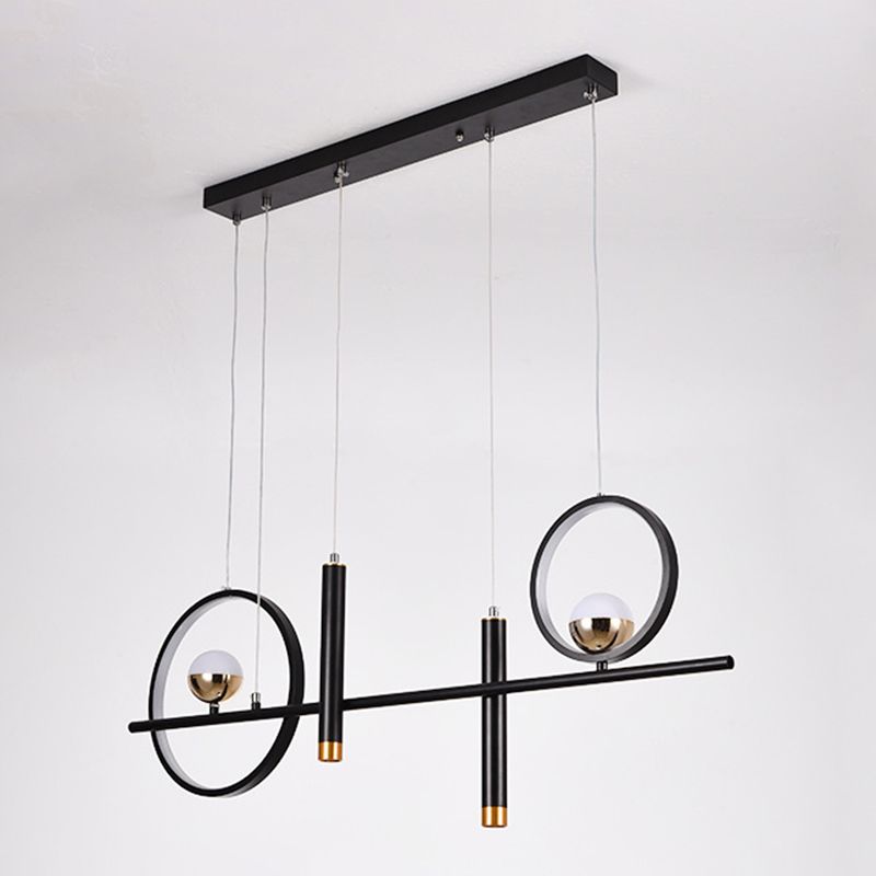 Black Geometrical over Island Lighting Simplicity Aluminum LED Hanging Lamp
