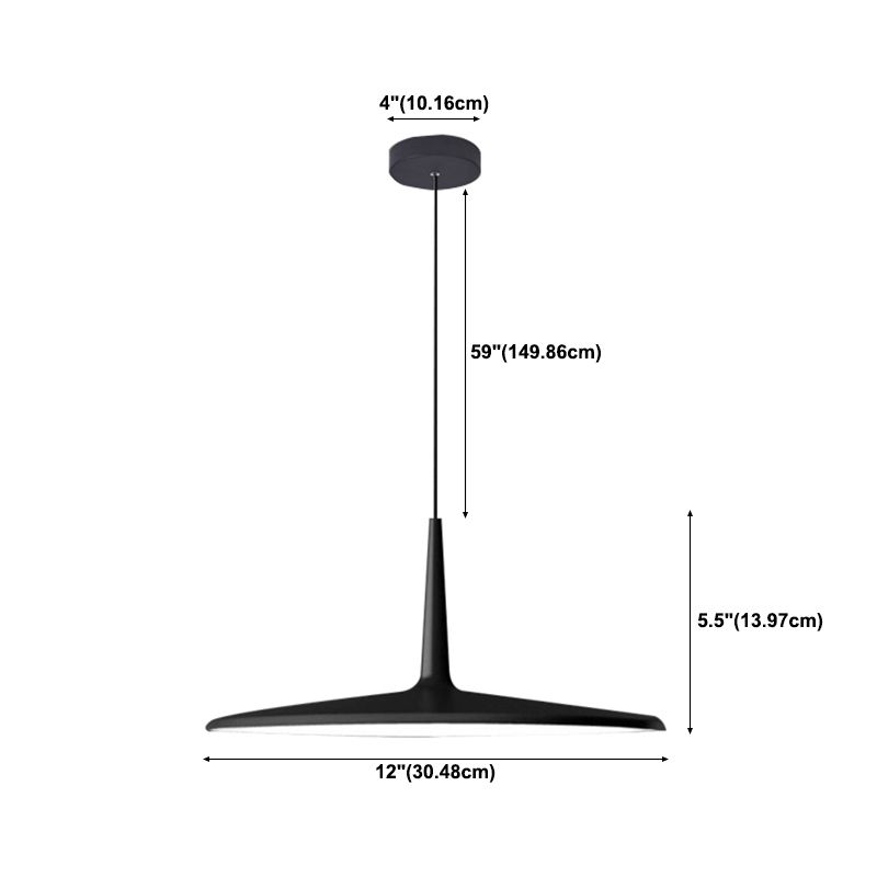 Luz de colgante de metal minimalista, sombra plana de 1 luces LED LEDLING para la mesa