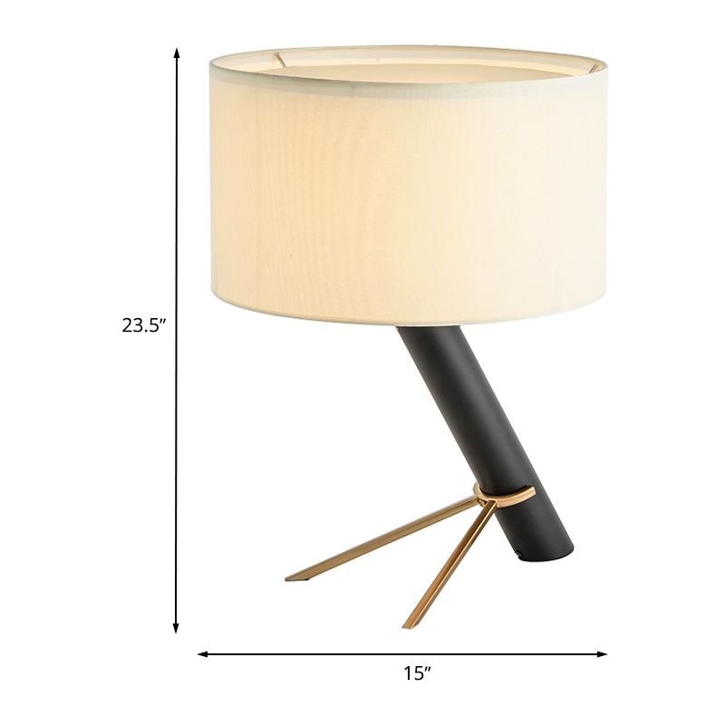 Fabric Drum Shade Desk Light moderne lampe de table créative à tête moderne en blanc avec chaîne de traction pour salle d'étude