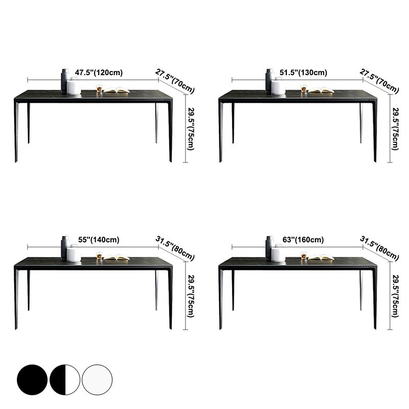Modern Rectangle Dining Table Sintered Stone Dining Table with 4 Metal Legs