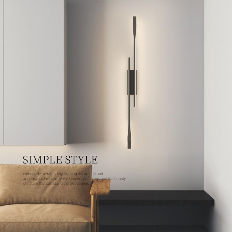 Linear Shape Metal Wall Lights Modern Style Wall Sconce Lights in Black