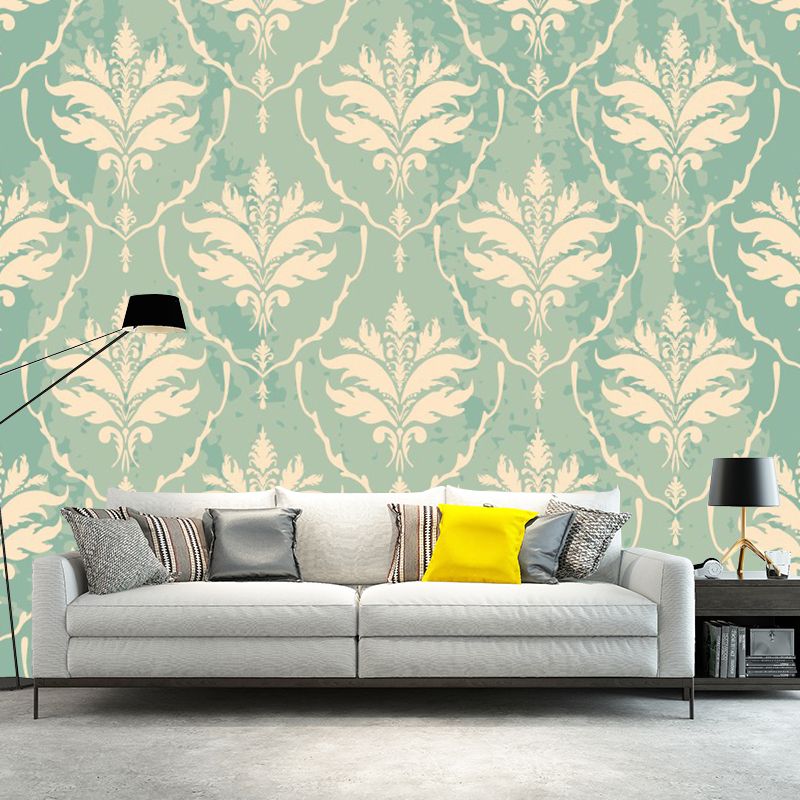 Large Boho-Chic Wallpaper Murals Yellow and Green Flower-Like Wall Decor, Made to Measure