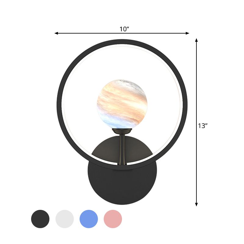 GRADIENT Glassbol Wandverlichting Ideeën Moderne LED SCONCE LIMMUTE MET RING BEVENDEN IN ZWART/PINK/WIT