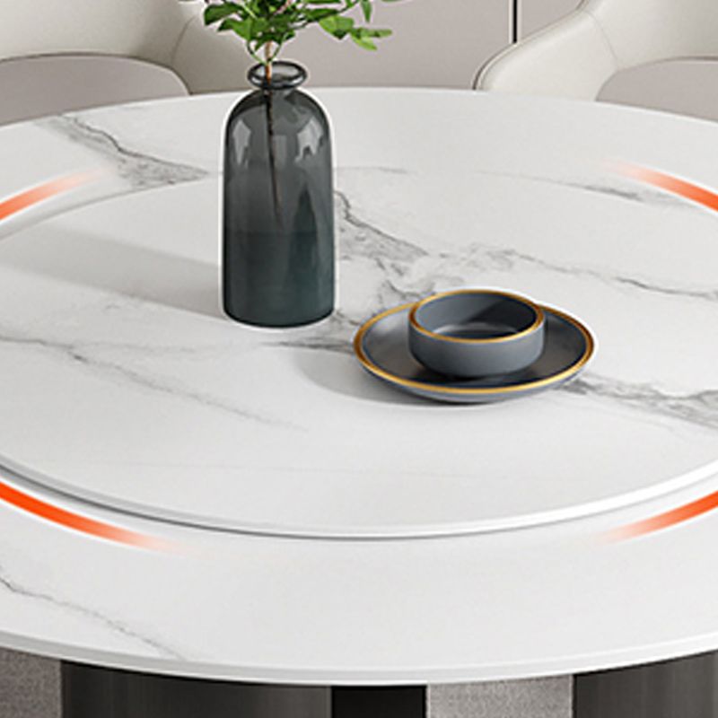 Modern Pedestal Base Dining Table Round Dinner Table with Stainless Steel Base