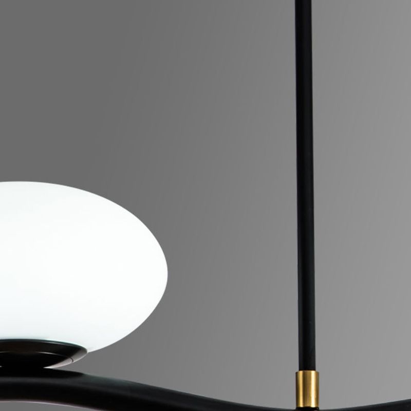 Oval Tea Room Pendant Light Cream Glass 7-Head Minimalist Island Lighting