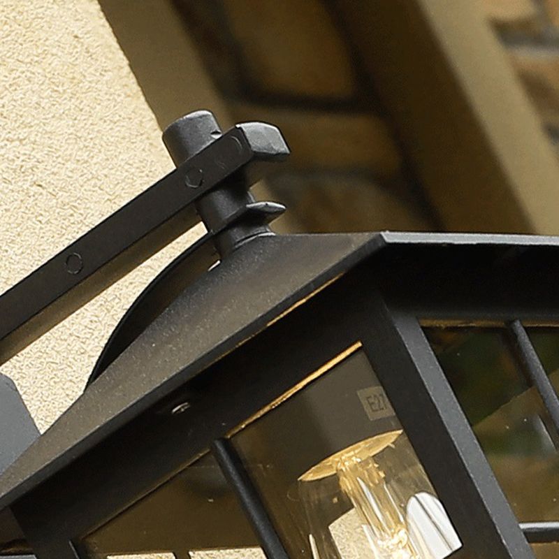 Modern Square outside Sconce Light Kit Glass 1 Light in Black