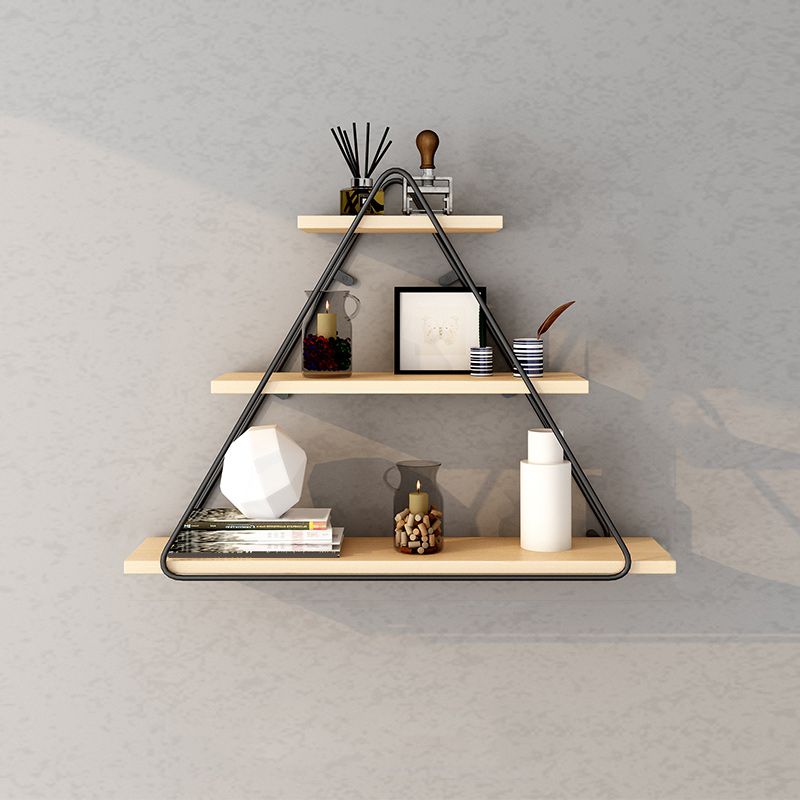 Libreria montata a parete industriale Black Iron Frame Pine Shelf Shelf per soggiorno