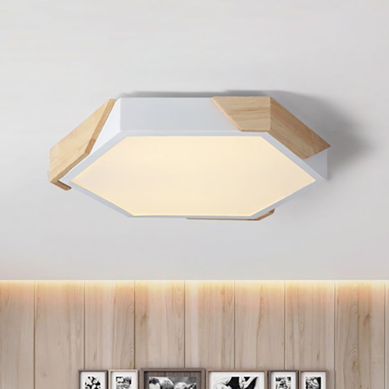 Slim Panel Hexagon Plafond Licht Macaron Loft Acryl LED Groen/Pink/wit/Geel Flush Mount Light in Warm Licht voor Kindergarten