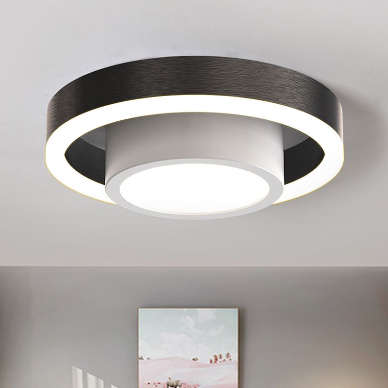 Double cerceau petit plafond acrylique affleurant nordique noir/café/or LED éclairage encastré pour couloir