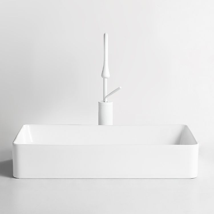 Modern Bathroom Sink Porcelain Solid Color Rectangular Vessel Bathroom Sink