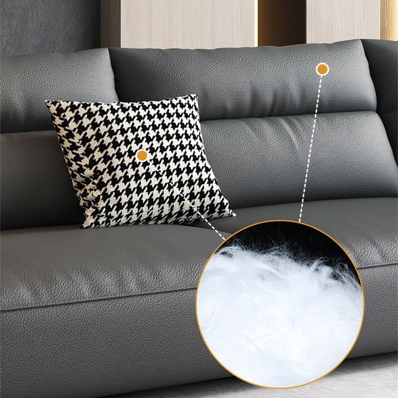 Stain Resistant Faux Leather Round Arm Sofa Standard Sofa with Sewn Pillow Back