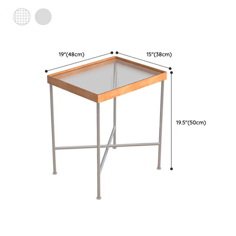 Modern Cross Legs End Slide Table Clear Tray Top Corner Table
