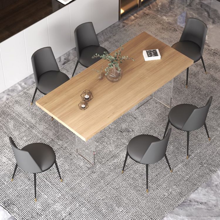 Modern Solid Wood Tabletop Dining Table for Small Space Acrylic Base