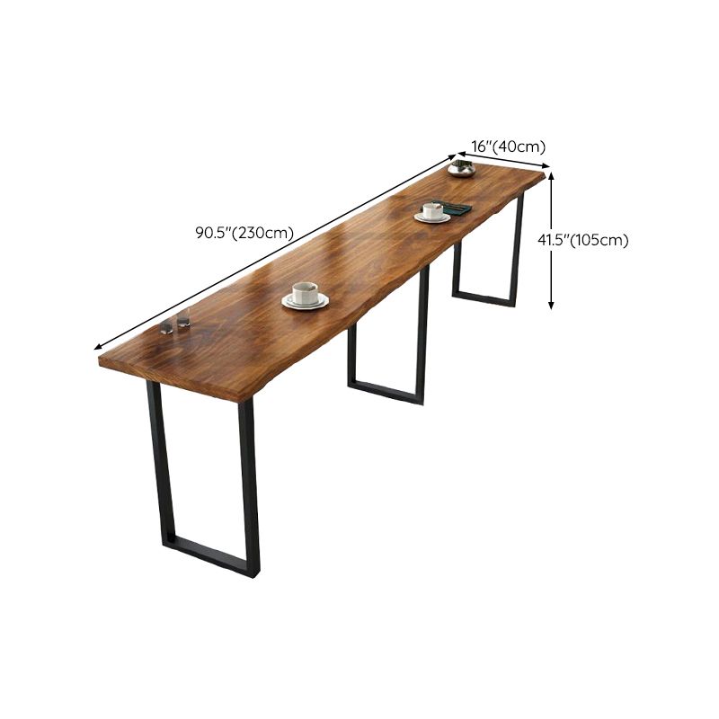 Contemporary Solid Wood Bar Stool Table Rectangle Bar Table in Brown