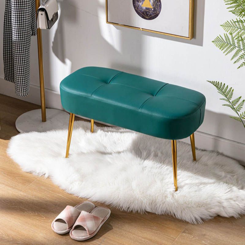 Glam Oval Seating Bench Cushioned Backless Entryway and Bedroom Bench