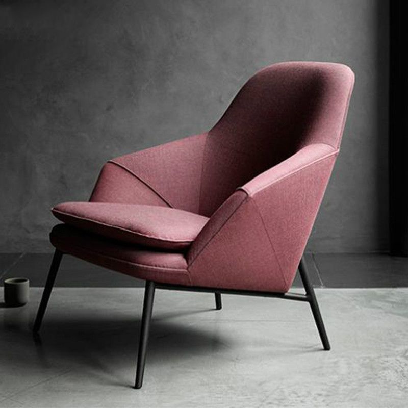 Mid-century Faux Leather ArmChair Fixed Back Flared Arms Chair