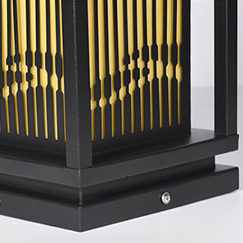 Rectangle Solar Pillar Lamp Contemporary Metal Outdoor Waterproof Light